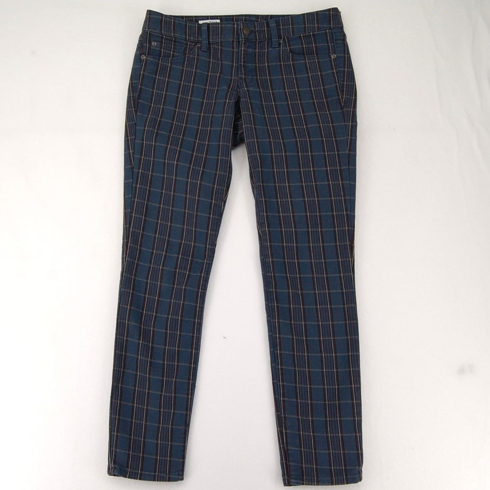 Gap 1969 Always Skinny Jeans Womens 27/4R Blue‎ Plaid Stretch Pants Medium Rise